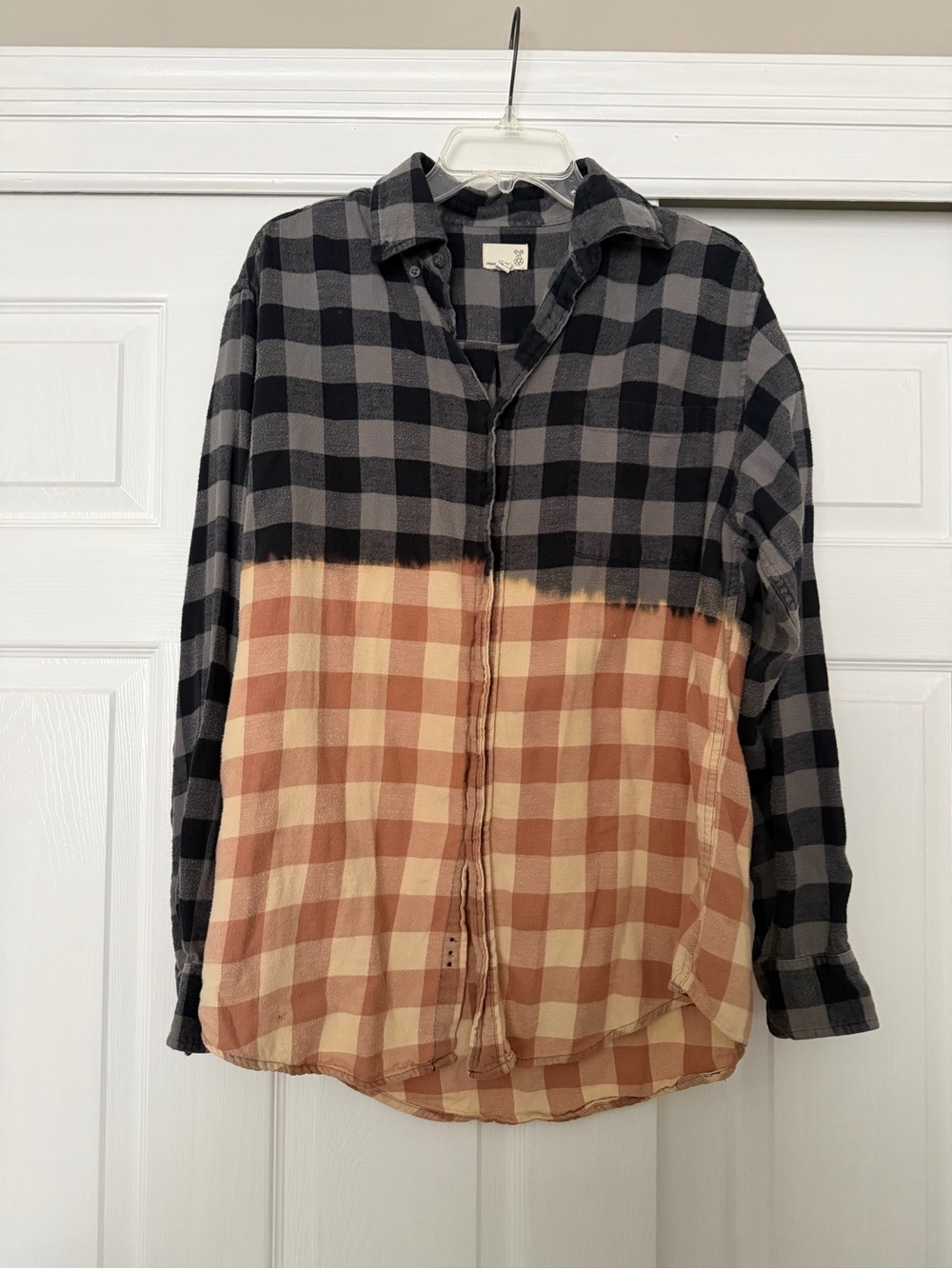Urban Renewal Two-Tone Plaid Button-Down Shirt - Black & Tan